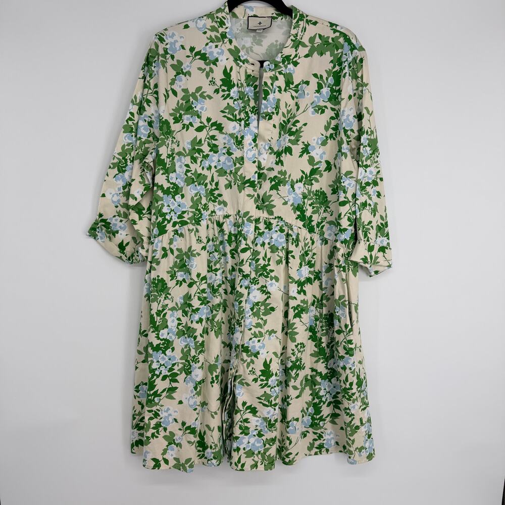 Tuckernuck English Ivy Royal Shirt Dress Floral Preppy Womens XXL